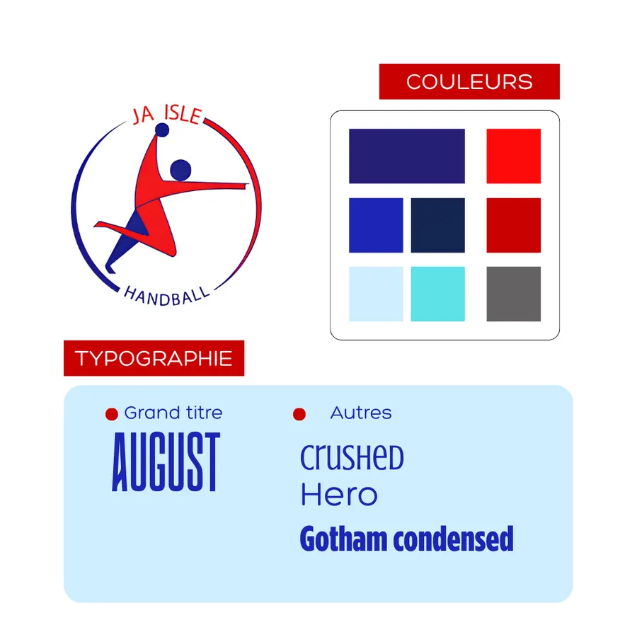 Exemple de charte graphique (logo, couleurs, typographie) réalisée pour un club