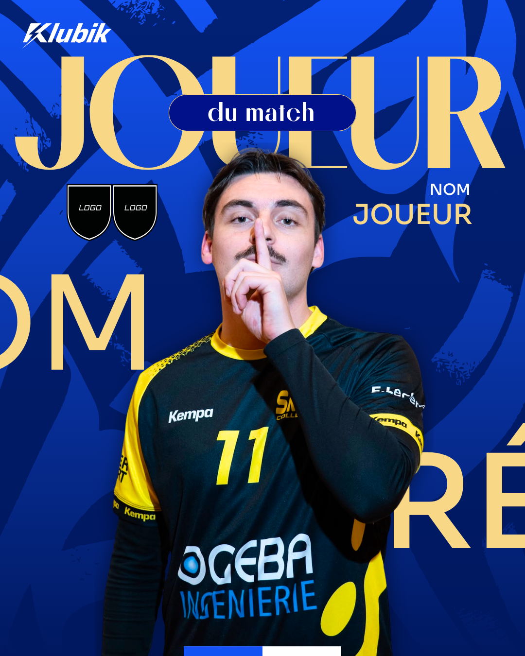 Template gratuit 'Joueur du match' avec logos et nom du joueur à personnaliser